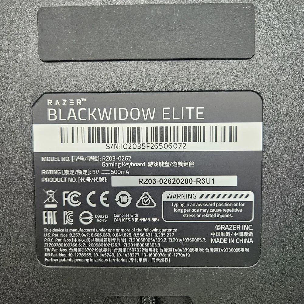 Razer BlackWidow Elite Mechanical Gaming Keyboard W Logitech G502 Mouse Tested